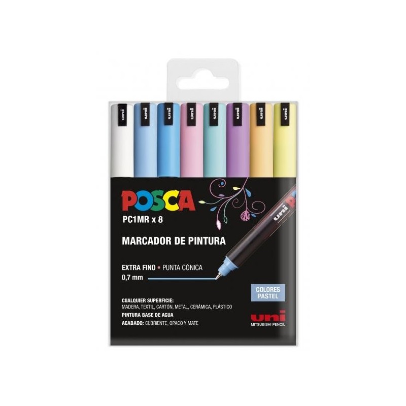 Uni Posca Marcatore di Pittura a Base di Acqua - PC1MR/8C Set Pastel 