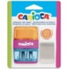 CARIOCA Temperamatite con 2 Fori + Gomma - Colori Assortiti Caratteri