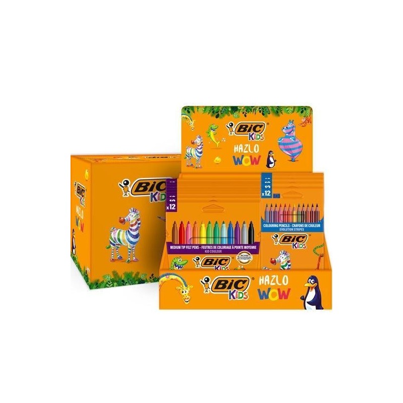 Bic Kids Espositore con 12 Confezioni da 12 Pennarelli Couleur + 12 C