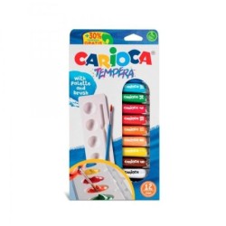 Carioca Pack da 12 Tubetti di Tempera - Include Pennello e Palette