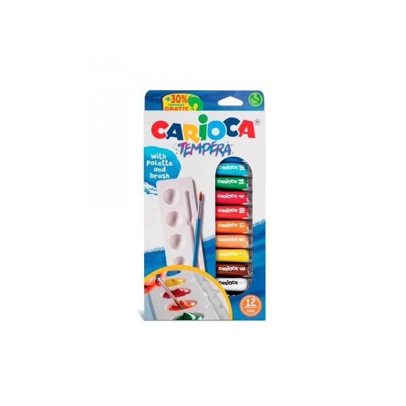 Carioca Pack da 12 Tubetti di Tempera - Include Pennello e Palette