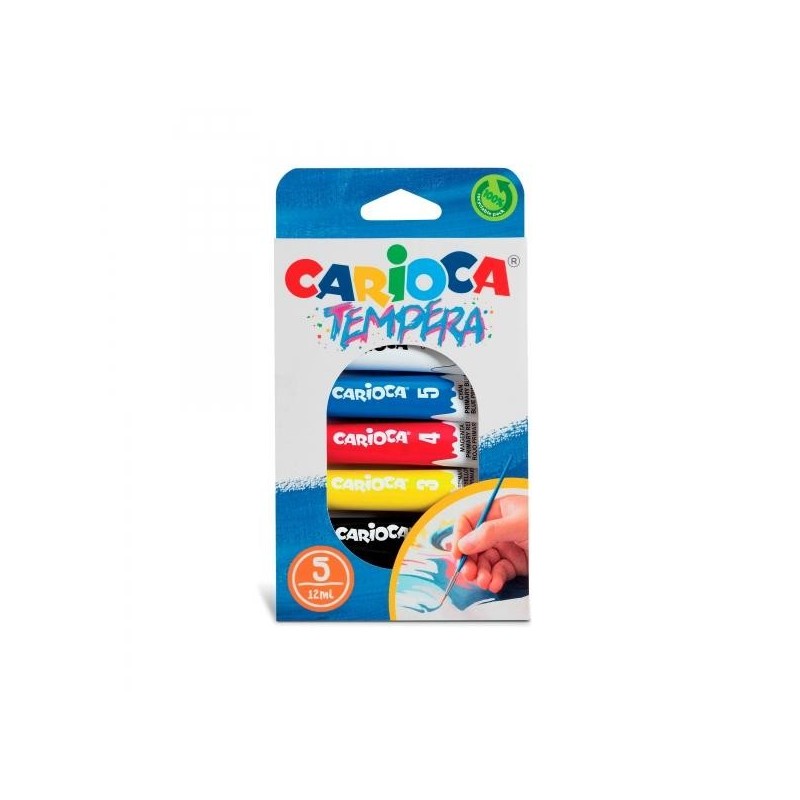 Carioca Confezione da 5 tubi di tempera da 12 ml Caratteristiche: -Se