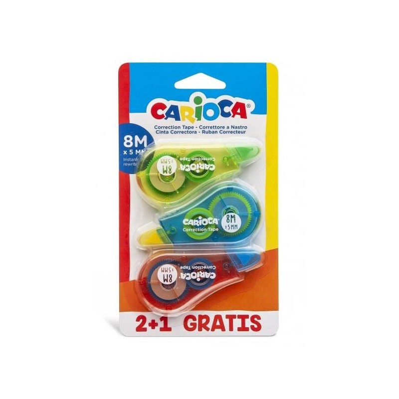 Pack Carioca Correttore di Nastro 2+1 - Coprente - Riscrivibile Immed