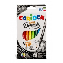 Carioca Super Brush Pack da 10 Pennarello - Punta Pennello Morbida e 