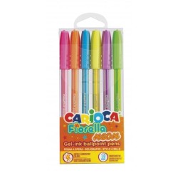 Carioca Fiorella Confezione da 6 Penne Colorate Neon - Penna a Sfera 