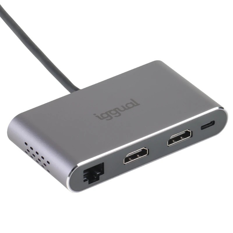 iggual Hub C 8 in 1 2xHDMI 2xUSB 2xSD RJ45 PD100W