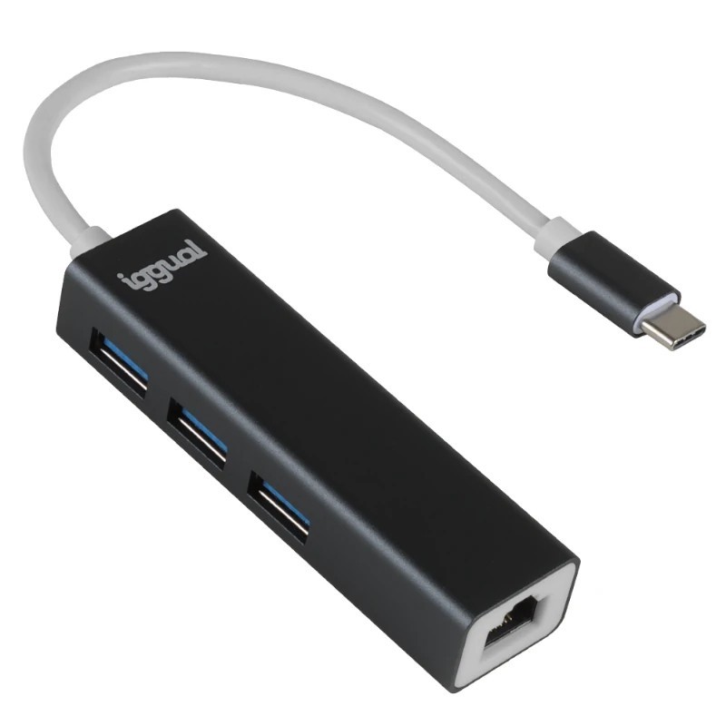 iggual Type C Hub 3 porte USB 3.0 + RJ45 Gigabit