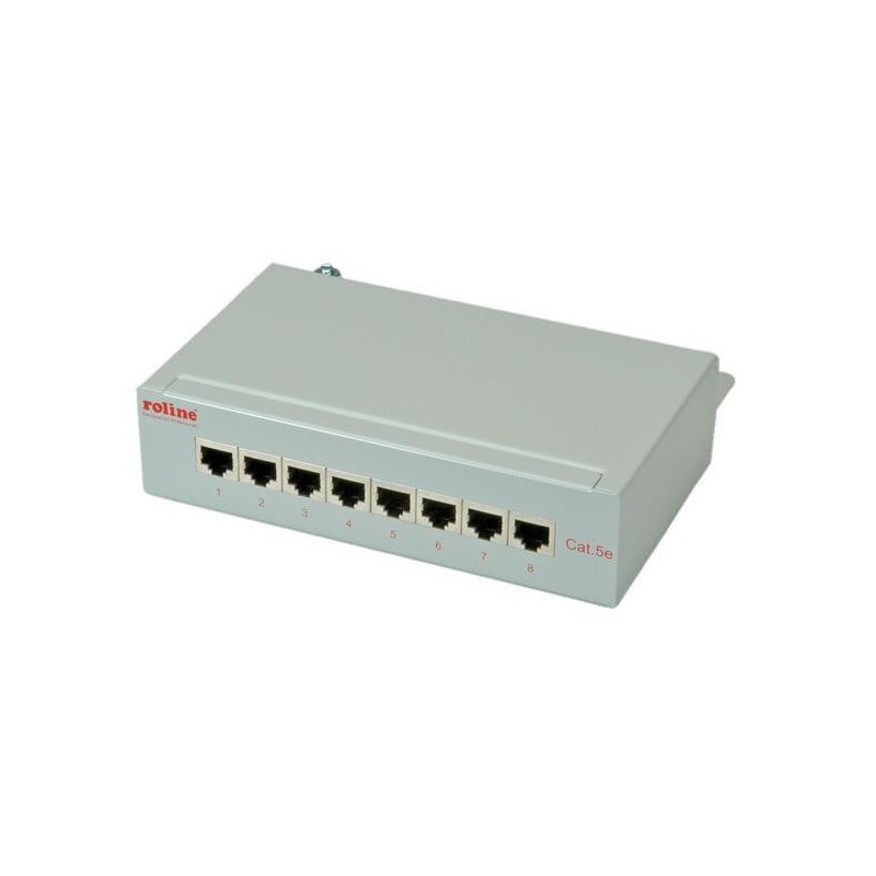 ROLINE Cat.5e Wall Mount Patch Panel, 8 Ports, STP light grey (ROLINE