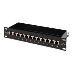 Cat6. PatchPanel di classe E. RJ45 schermato a 12 porte.