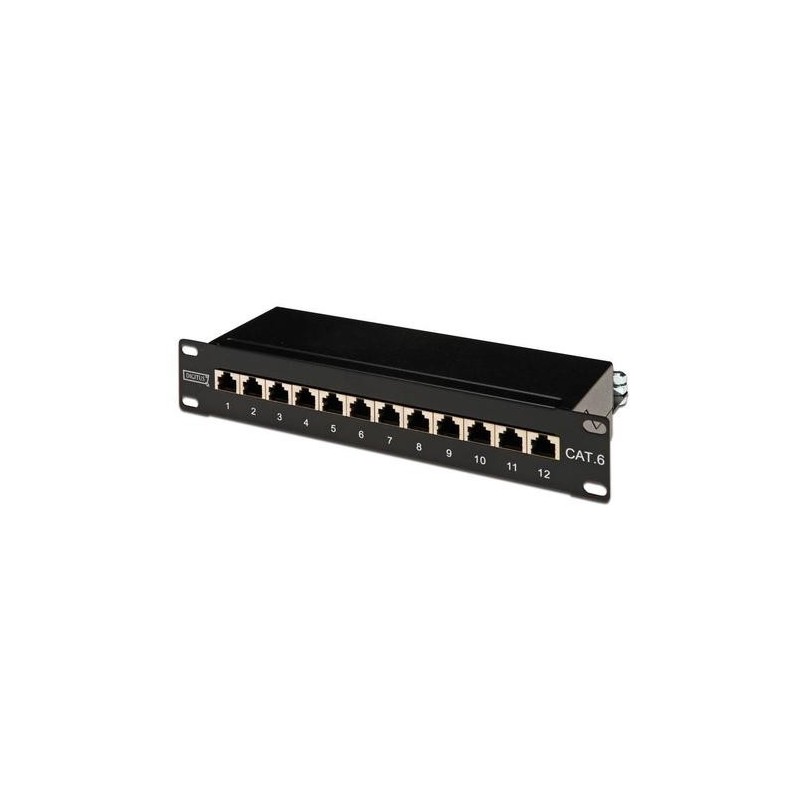 Cat6. PatchPanel di classe E. RJ45 schermato a 12 porte.