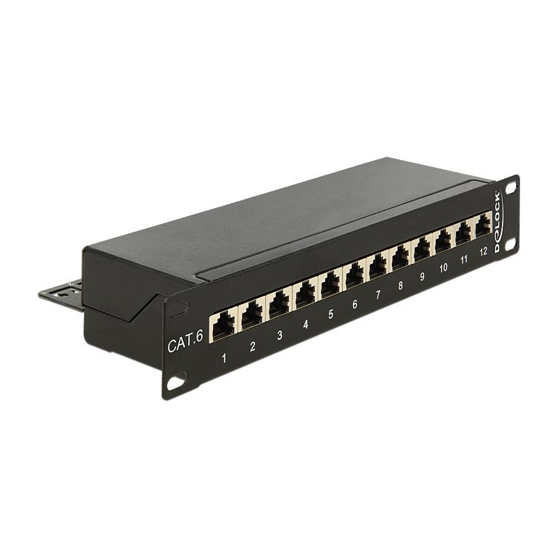 Delock Patch panel da 10&quot; 12 porte Cat,6 nero