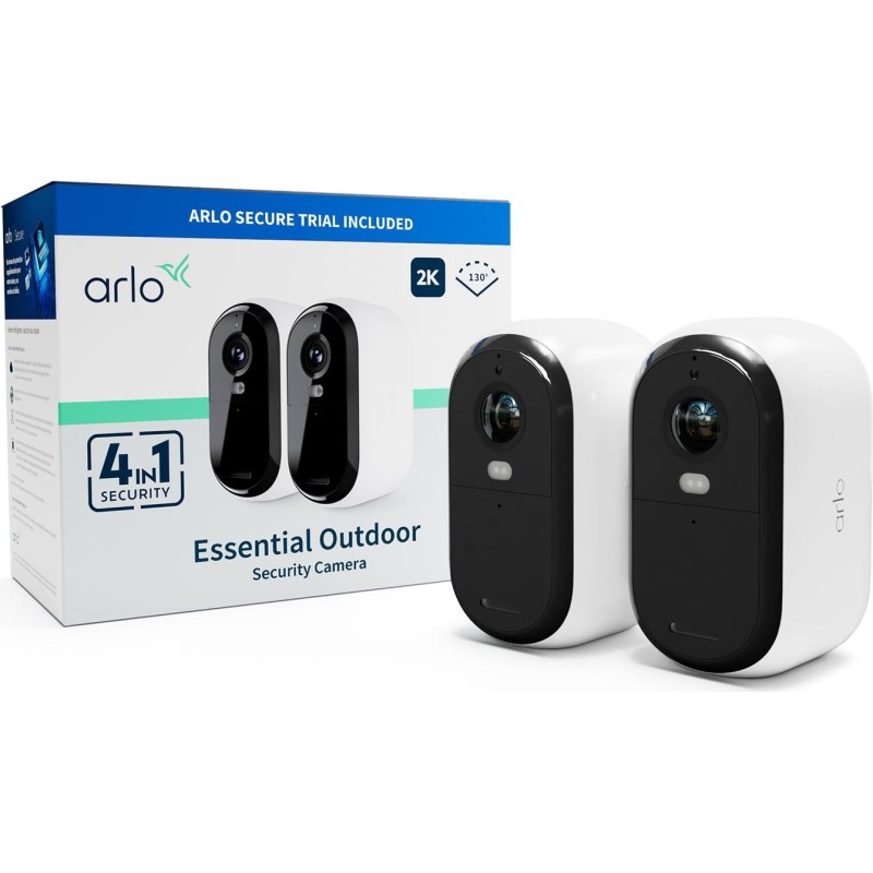 Arlo Essential 2 2K Outdoor Kamera au&szlig;en - 2er Set wei&szlig;