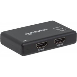 Manhattan 4K 2-Port HDMI Splitter, 4K@30Hz, AC Powered, Boxed, Black 