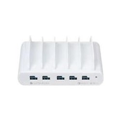 5 PORT USB AND USB-C MULTIPLE - TABLET CHARGING STATION WHITE