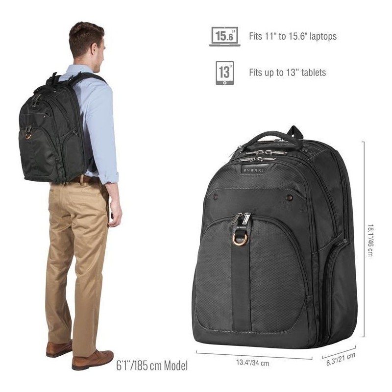 Atlas, 39.6, black - Laptop Backpack, 11-inch to 15.6-inch Adaptable 