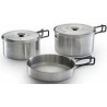 Set pentole kit campeggio 5 pezzi acciaio inox 2 pentole + 2 coperchi