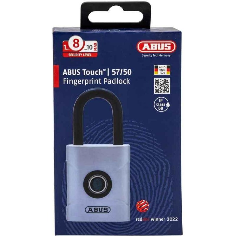 ABUS Touch 57/50 Fingerabdruck-Schloss, Silber