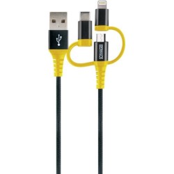 Cavo di ricarica USB 2.0 A 3 in 1 1,2 m nero/giallo