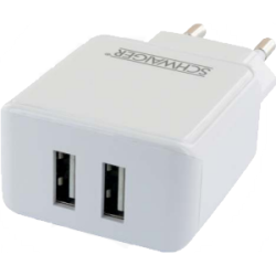 Schwaiger 230V Ladeadapter 2x USB 2.4A wei&Atilde;