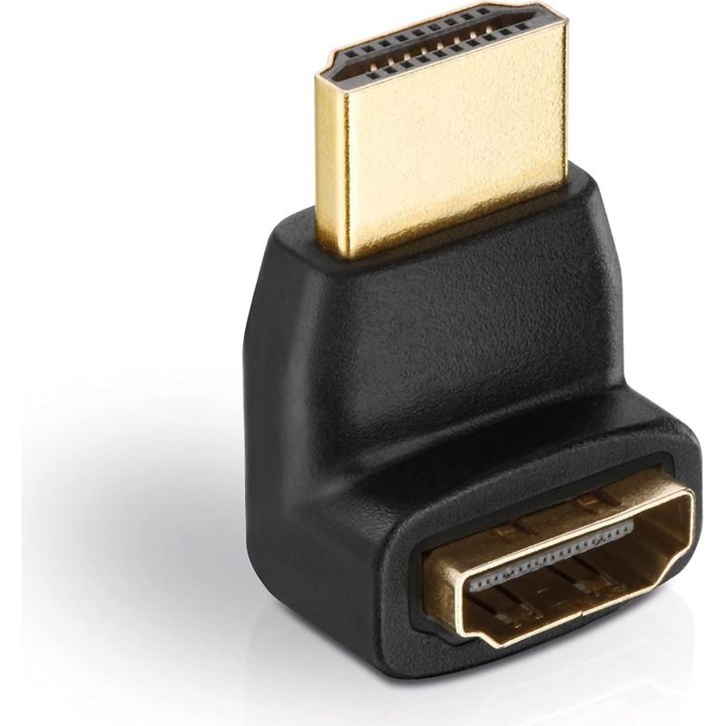 Helos Adapter, HDMI St./HDMI Bu. gewinkelt 90&deg;, FULL HD, BASIC, schw