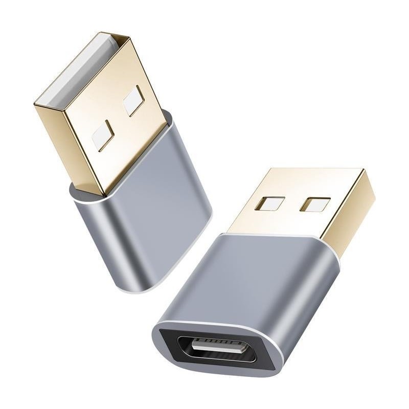 Helos Adapter, USB 2.0 Type-C Buchse/USB 2.0 Stecker, PREMIUM, dunkel