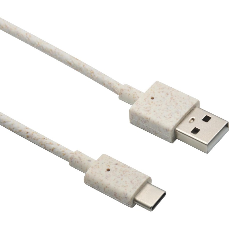 Helos Eco-Line, USB A Stecker/Type-C Stecker, 1,0m, beige/weiss