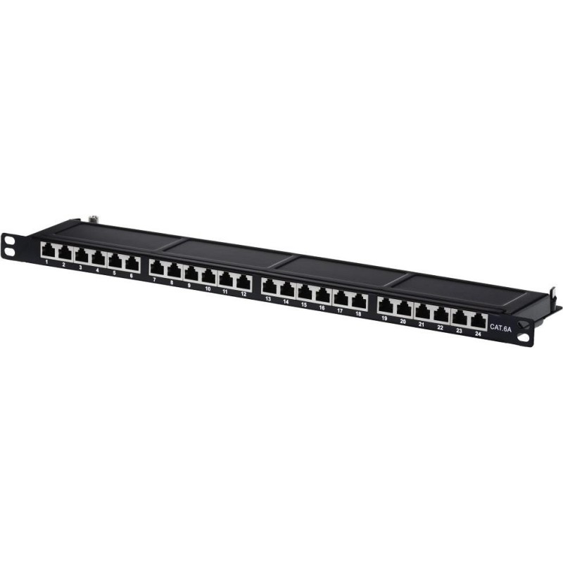 Helos Patchfeld Cat 6A 19&quot; 0,5HE 24 Port lichtgrau