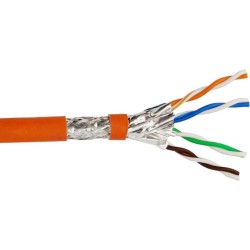 Helos Verlegekabel, Cat 7, S/FTP, PiMF, LSZH, orange, 500m Trommel