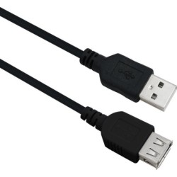 Helos Verl&auml;ngerungskabel, USB 2.0 A Stecker/A Buchse, 0,5m, schwarz