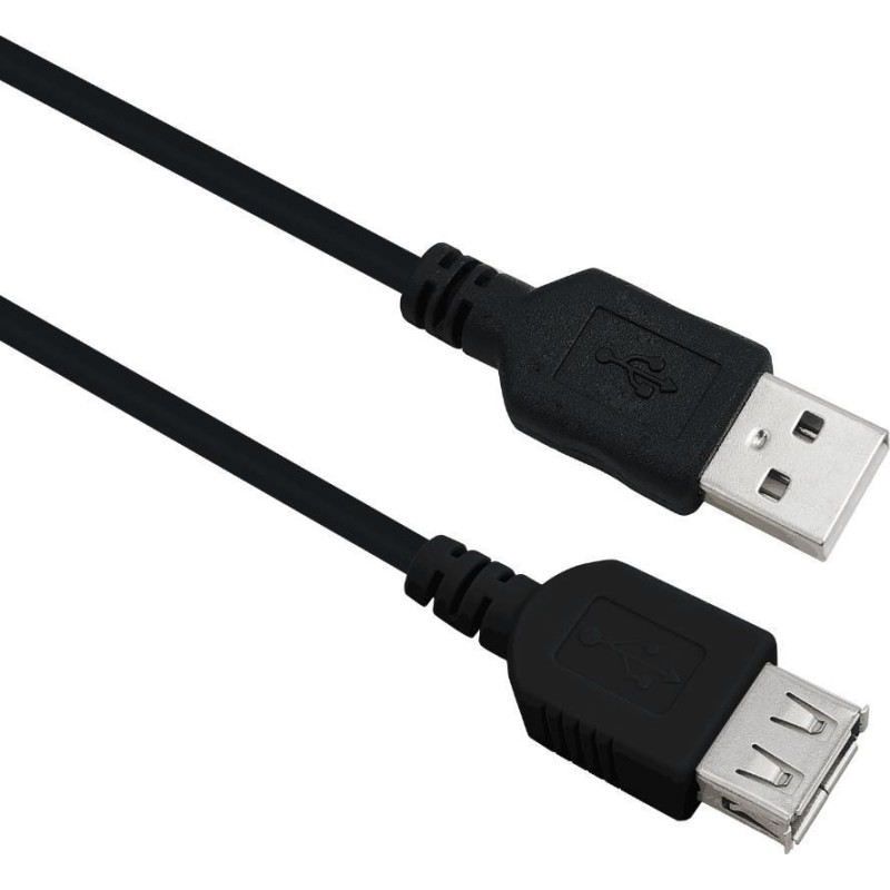 Helos Verl&auml;ngerungskabel, USB 2.0 A Stecker/A Buchse, 3,0m, schwarz