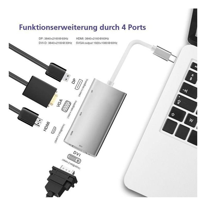 Helos Dockingstation, USB 3.1 Type-C St./DP/HDMI/DVI/VGA Bu, PREMIU