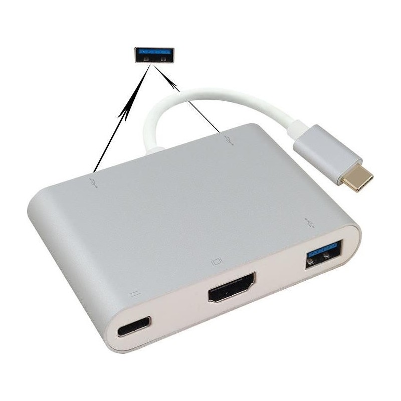 Helos Dockingstation, USB 3.1 Type-C St/3xUSB/HDMI/Type-C Bu, PREMIUM