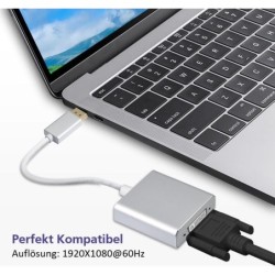 Helos Adapterkabel, DisplayPort Stecker/DVI Buchse, PREMIUM, silber