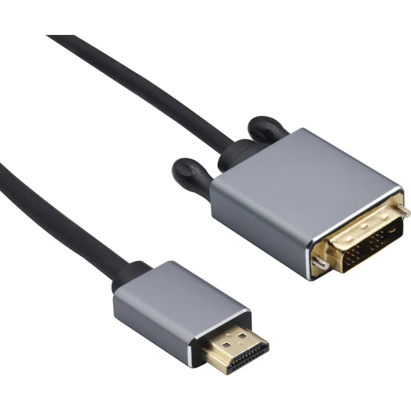 Helos Anschlusskabel, HDMI Stecker/DVI Stecker, PREMIUM 4K, 1,0m, sch