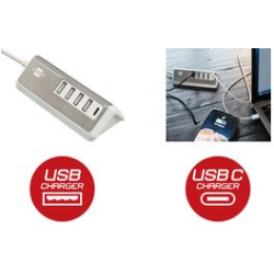 Brennenstuhl estilo USB-Multiladeger&auml;t 5-fach, 4x USB-A, 1x USB-C