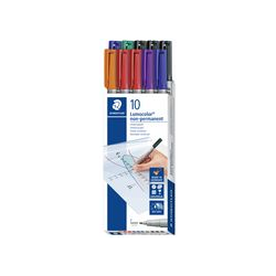 STAEDTLER Folienstifte Lumocolor F, Wl, Farbs. 10er 0.6 mm Mehrfarbig