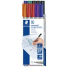 STAEDTLER Folienstifte Lumocolor F, Wl, Farbs. 10er 0.6 mm Mehrfarbig