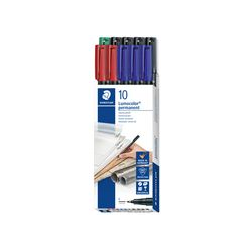 STAEDTLER Folienstifte Lumocolor F, Wf, Farbs. 10er 0.6 mm Mehrfarbig