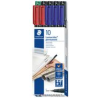 STAEDTLER Folienstifte Lumocolor F, Wf, Farbs. 10er 0.6 mm Mehrfarbig