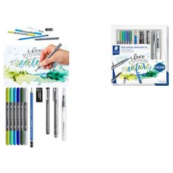 STAEDTLER Aquarell- &amp; Handlettering-Set Watercolor Inhalt 6x Doppel-F