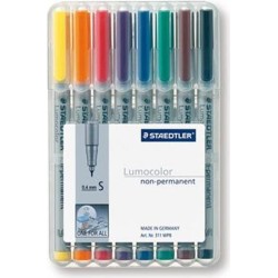 STAEDTLER Folienstifte Lumocolor S, Wl, Farbs. 8er 0.4 mm Mehrfarbig