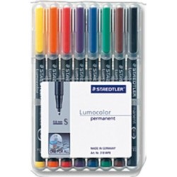 STAEDTLER Folienstifte Lumocolor S, Wf, Farbs. 8er 0.4 mm Mehrfarbig