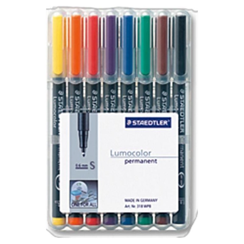 STAEDTLER Folienstifte Lumocolor S, Wf, Farbs. 8er 0.4 mm Mehrfarbig