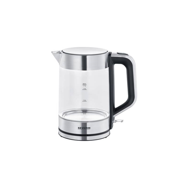 SEVERIN Kedel 1.7liter Glass/brushed stainless steel/black