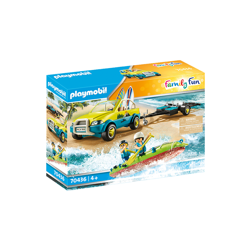 Playmobil Family Fun - Auto da spiaggia con rimorchio per canoa 7043