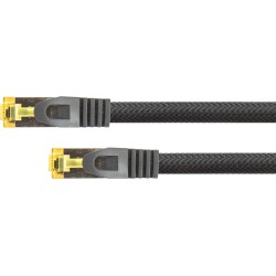 Python Patchkabel mit Cat.7 Rohkabel S/FTP PiMF halogenfrei 7,5m schw