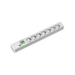 Bachmann 19&quot;-Steckdosenleiste PVC 1,5HE, 7-fach, lichtgrau 2,0m, mit 