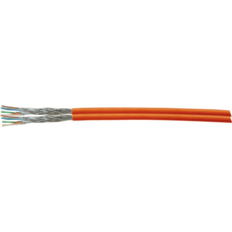 Helos Verlegekabel Duplex, Cat 7, S/FTP, PiMF, LSZH, orange, 100m Ring