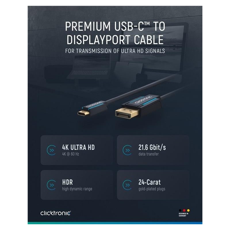 USB-C&acirc;&cent;/DisplayPort adapter cable, 1 m - high-speed adapter from 