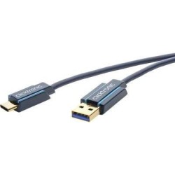 Clicktronic USB 3.0 to USB-C 45124 USB cable, Blue, 1 m